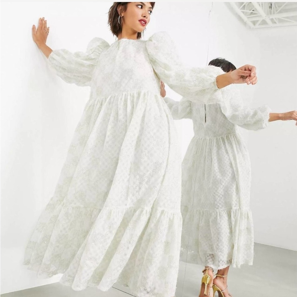 ASOS Edition Oversized Maxi Dress in Fluffy Metallic Textured Mesh ✨